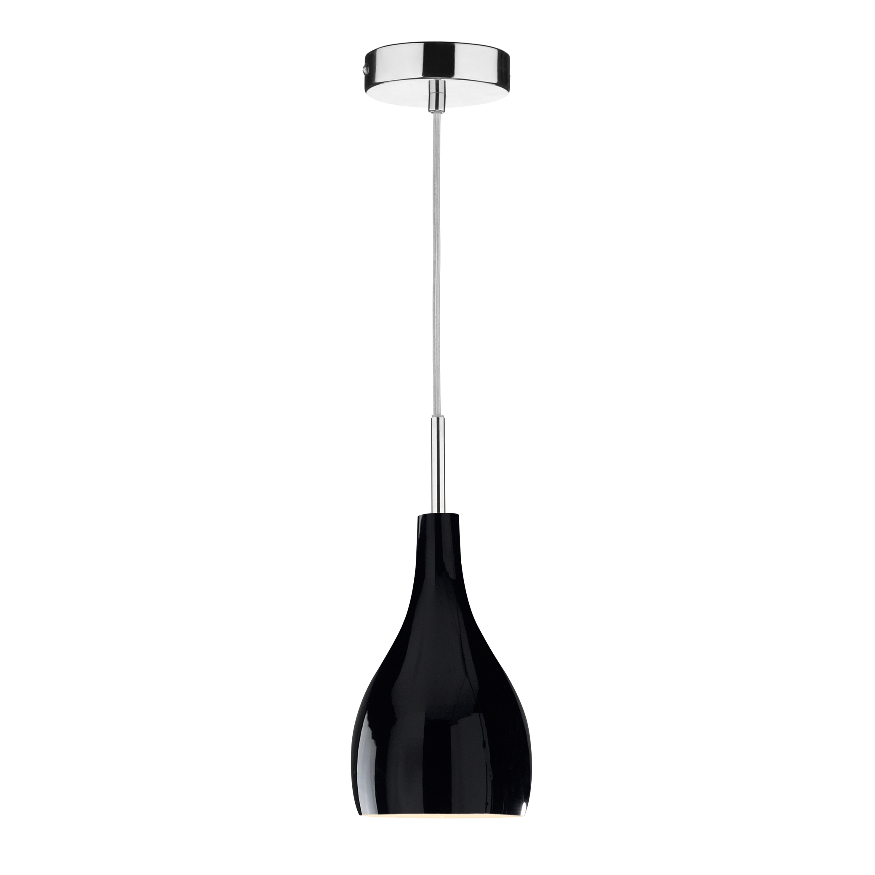 Soho Pendant Black Glass and Polished Chrome