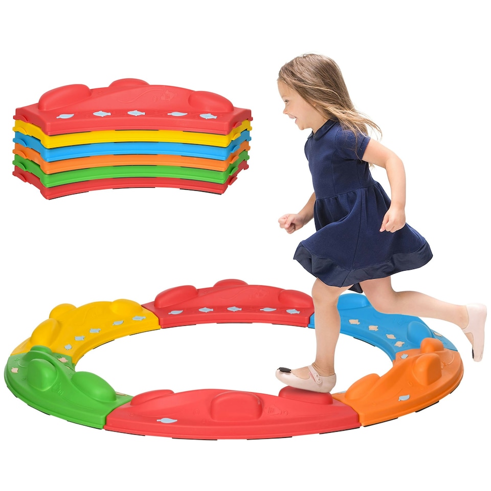 image 1 of ZONEKIZ Kids Balance Beam, 6 Pieces Stepping Stones, for Obstacle Course