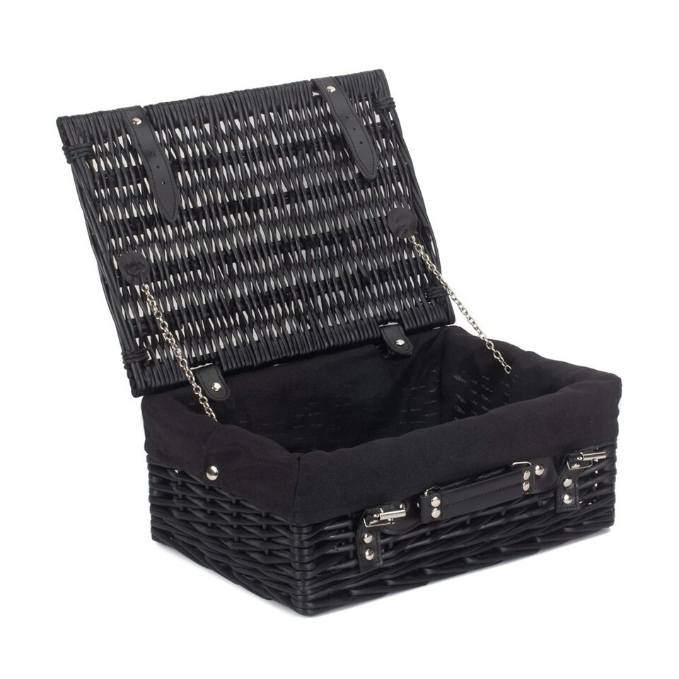 image 1 of 36cm Empty Willow Wicker Picnic Basket with Lining | White | White | One Size