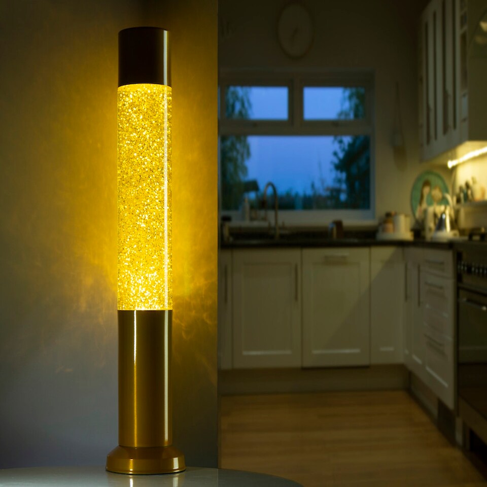 image 1 of Nova Glitter Lamp Yellow w/Silver Glitter Yellow