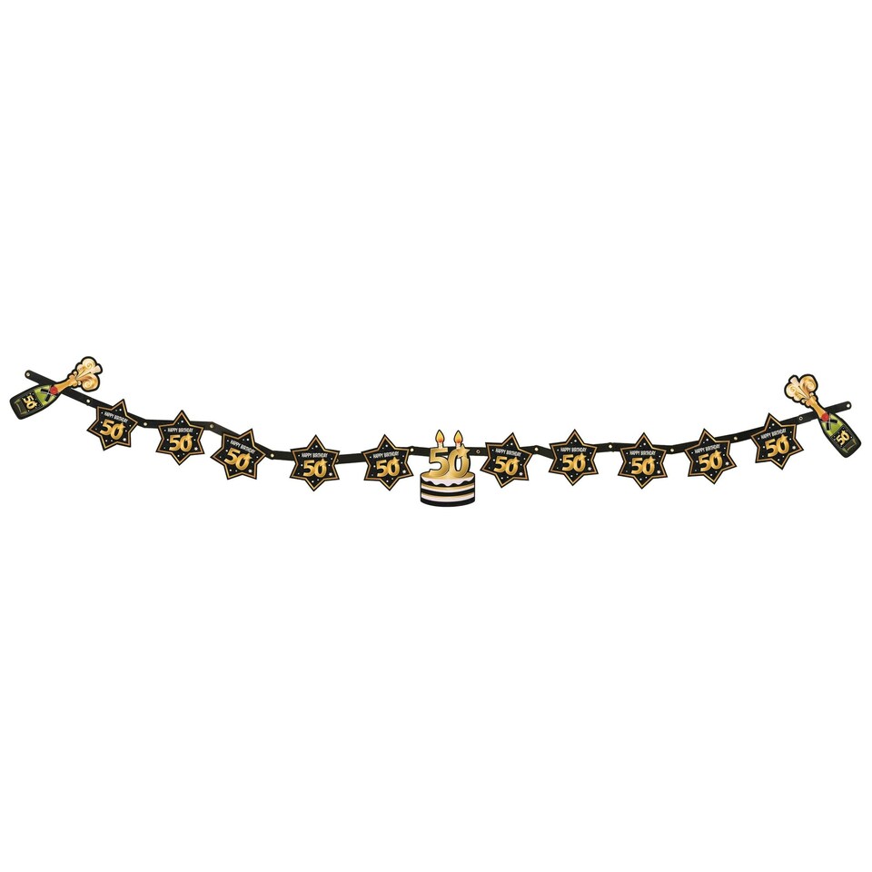 image 1 of Bristol Novelty 50th Birthday Party Garland - Black/Gold - One Size Black