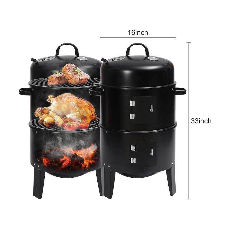 image 1 of Groundlevel Versatile BBQ Grill Dual Functionality Stacker Smoker Fire Pit And Barbeque