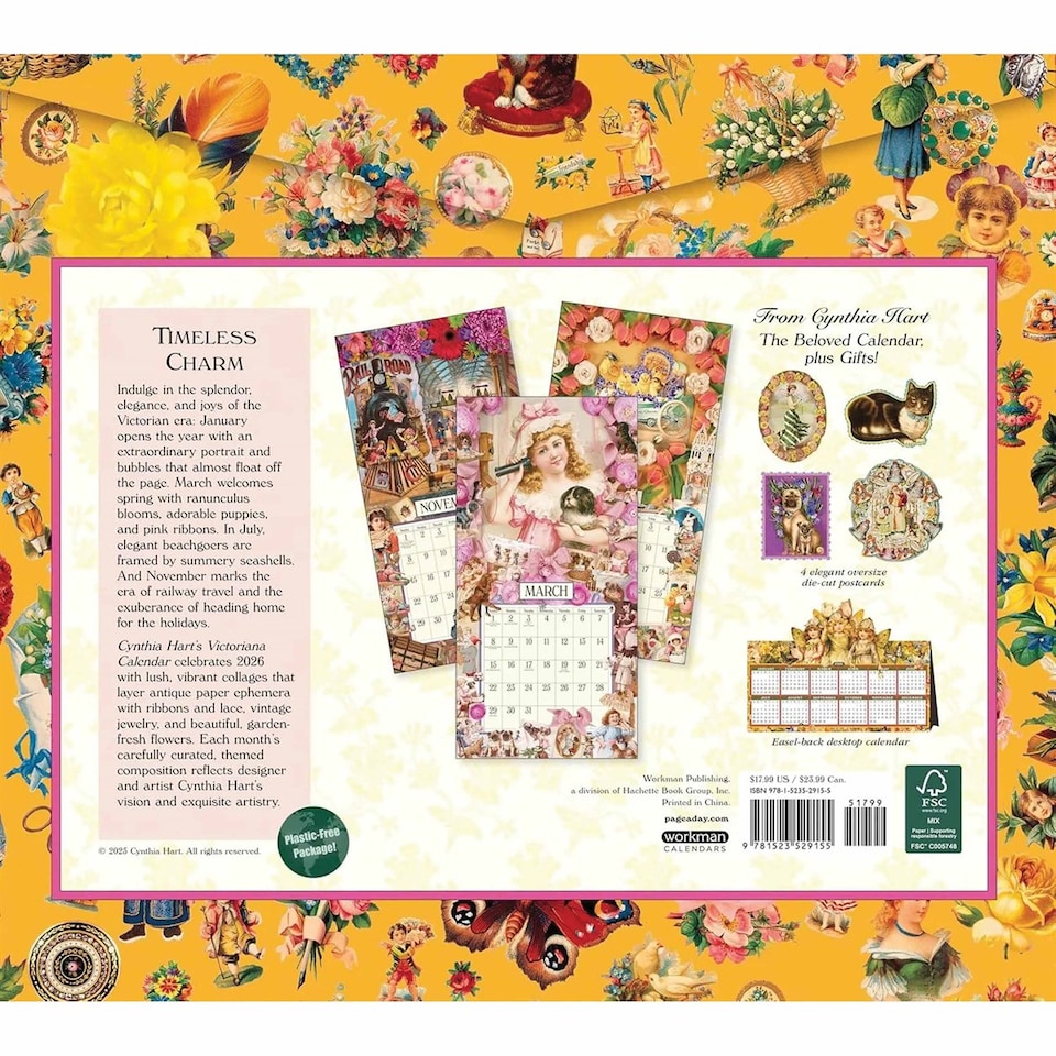 image 1 of Cynthia Hart's Victoriana Calendar 2026, Wall Calendars, Month To View, Art, Gift