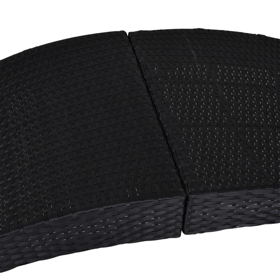 image 1 of Outsunny Outdoor Foldable PE Rattan Sun Lounger with Soft Padded Cushion, Ergonomic Curved Design Sun Bed for Balcony, Garden, Black