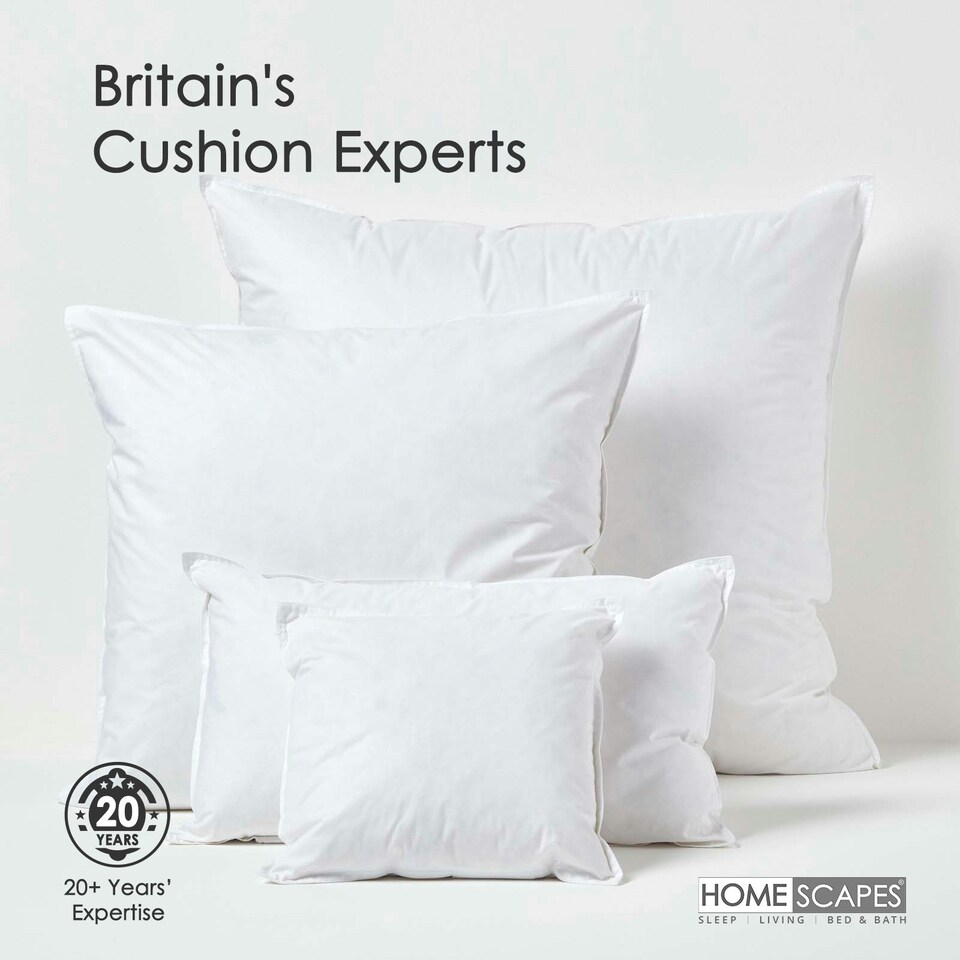 image 1 of Homescapes Luxury Duck Feather Cushion Pad Insert Inner 40 x 30 cm (16 x 12") White