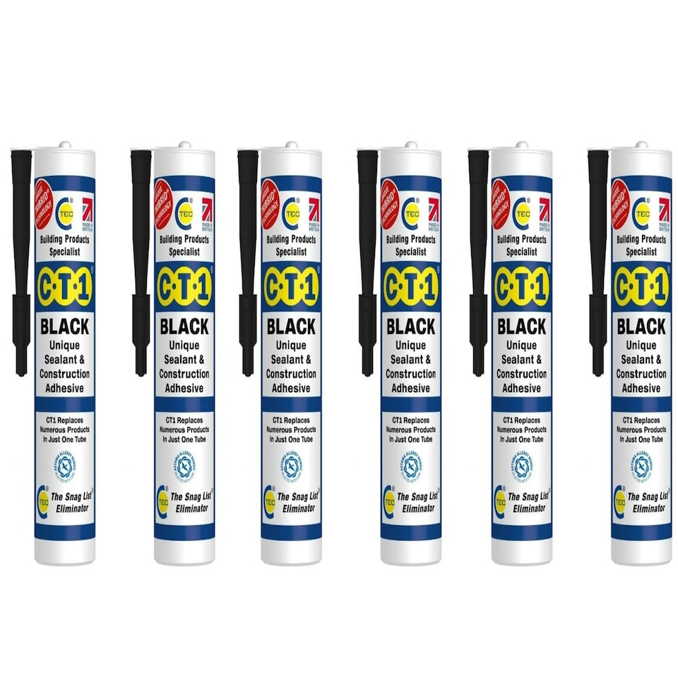 image 1 of CT1 - Black - Building Sealant & Adhesive Snag Tube for Virtually Any Material Pack of 6
