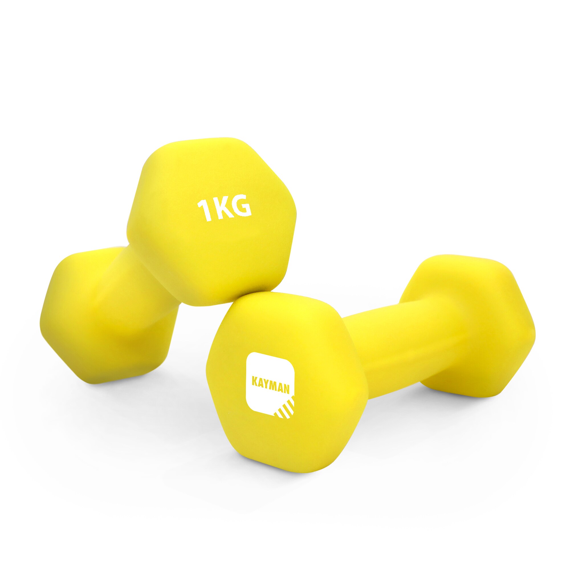 Kayman Neoprene Dumbbells Pair with Hex Ends and Anti Slip Grip