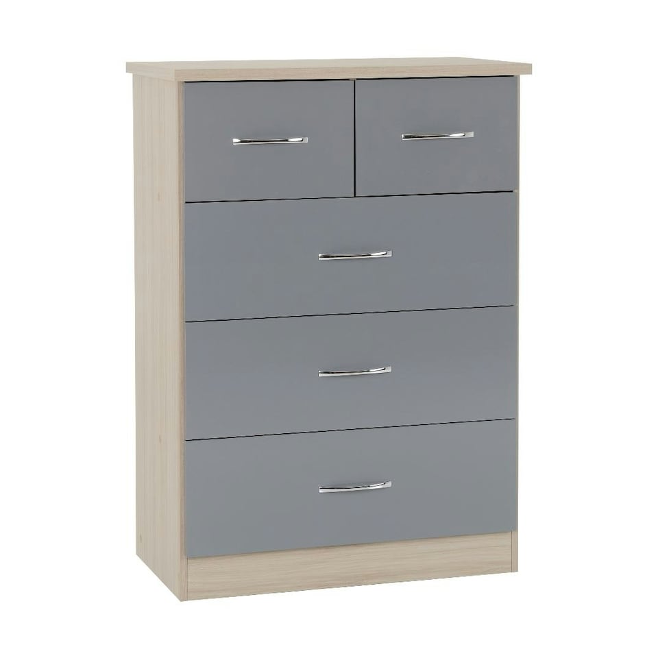 image 1 of Nevada 3+2 Drawer Chest Black | Black Wood Grain