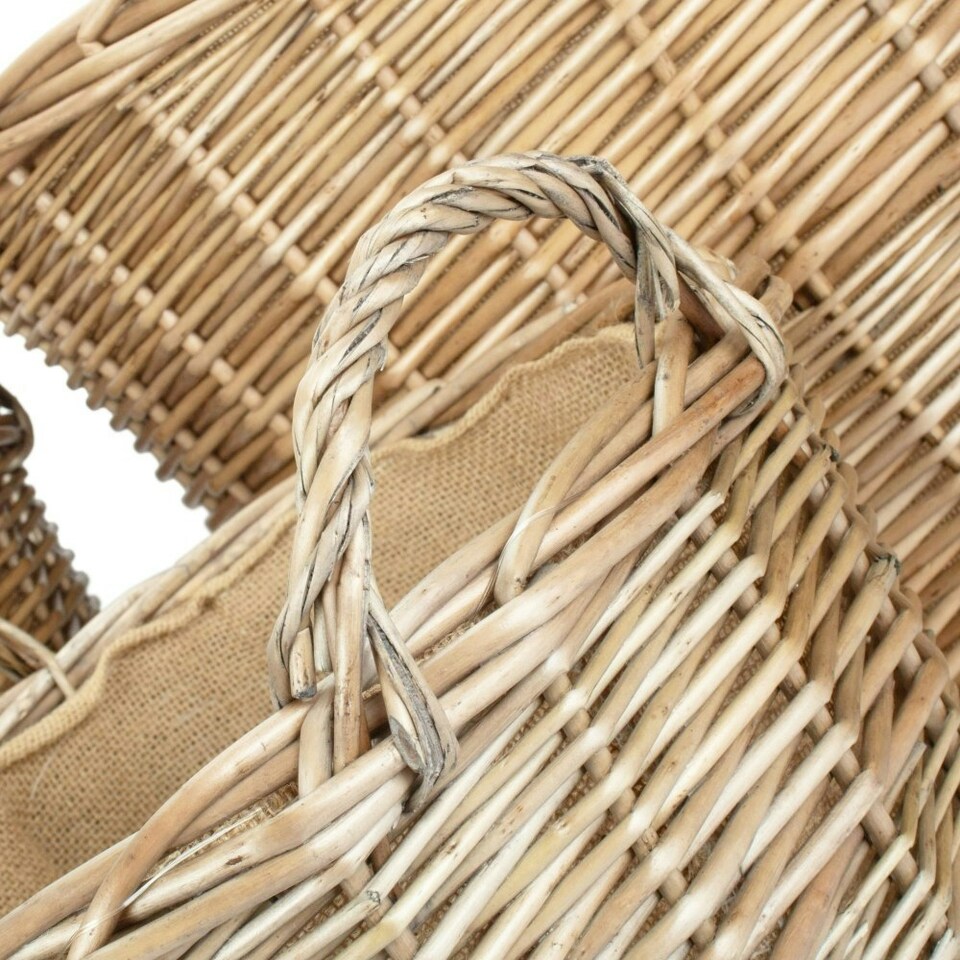 image 1 of Set of 3 Chestnut Finish Wicker Round Lined Log Basket