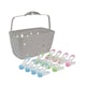 image 1 of JVL Plastic Peg Basket, Grey with 36 Prism Soft Touch Mini Plastic Pegs, Multi