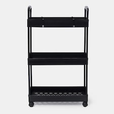 OHS 3 Layer Home Shelving Storage Organiser Trolley Cart - Black Black