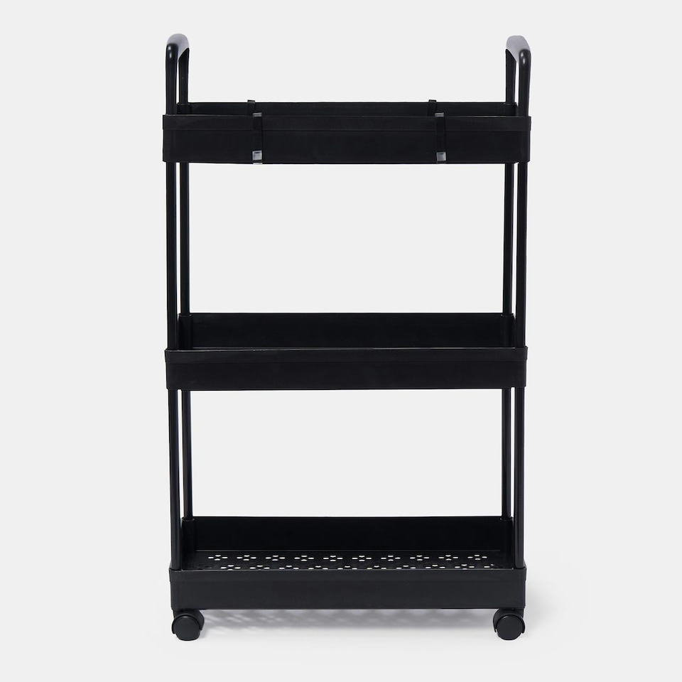 image 1 of OHS 3 Layer Home Shelving Storage Organiser Trolley Cart - Black Black