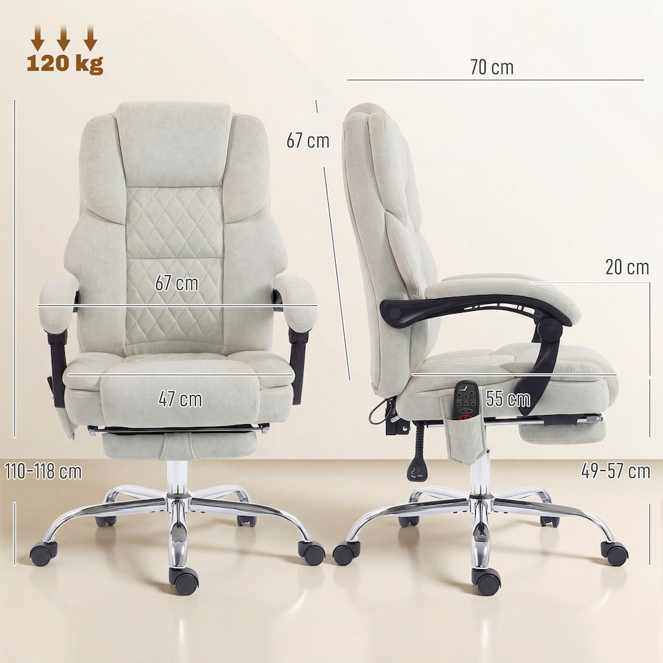 image 1 of HOMCOM Massage Office Chair with Heat, 135° Reclining Desk Chair