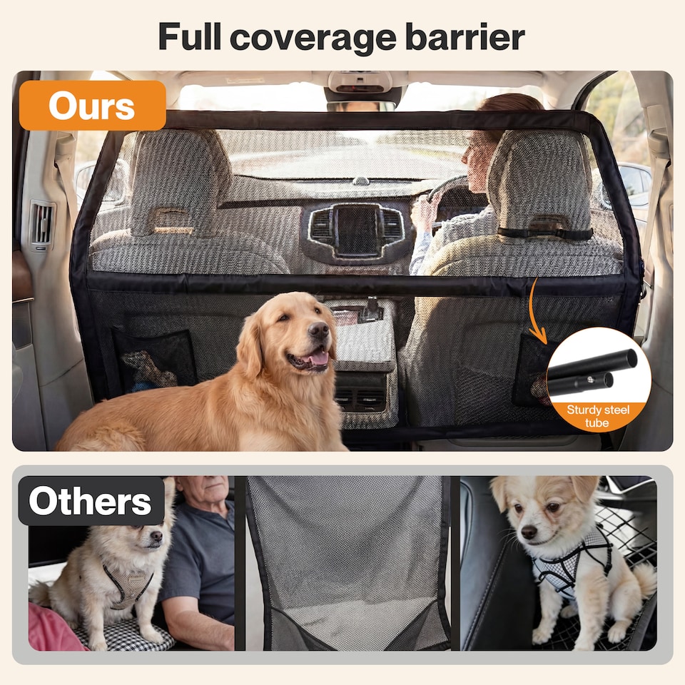 image 1 of Skylos Dog Car Barrier Net Mesh Dog Guard Safety Boot Back Seat Pet Barrier