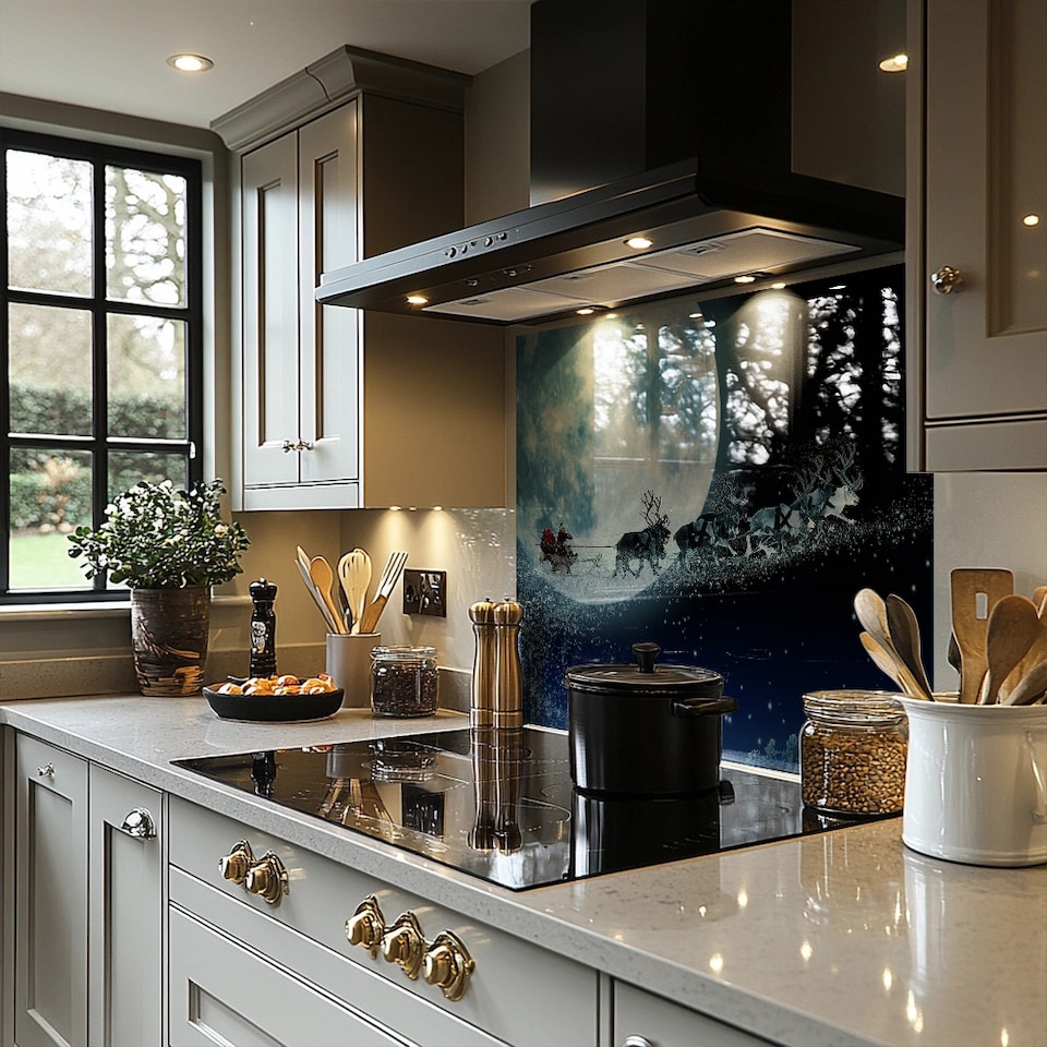 image 1 of Magic Santa'S Sleigh Dining Splash Back | White