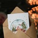 image 3 of Winter Cabin Decorated Trees Snow Globe Blank For Him Or Her Art Xmas Festive Christmas Card