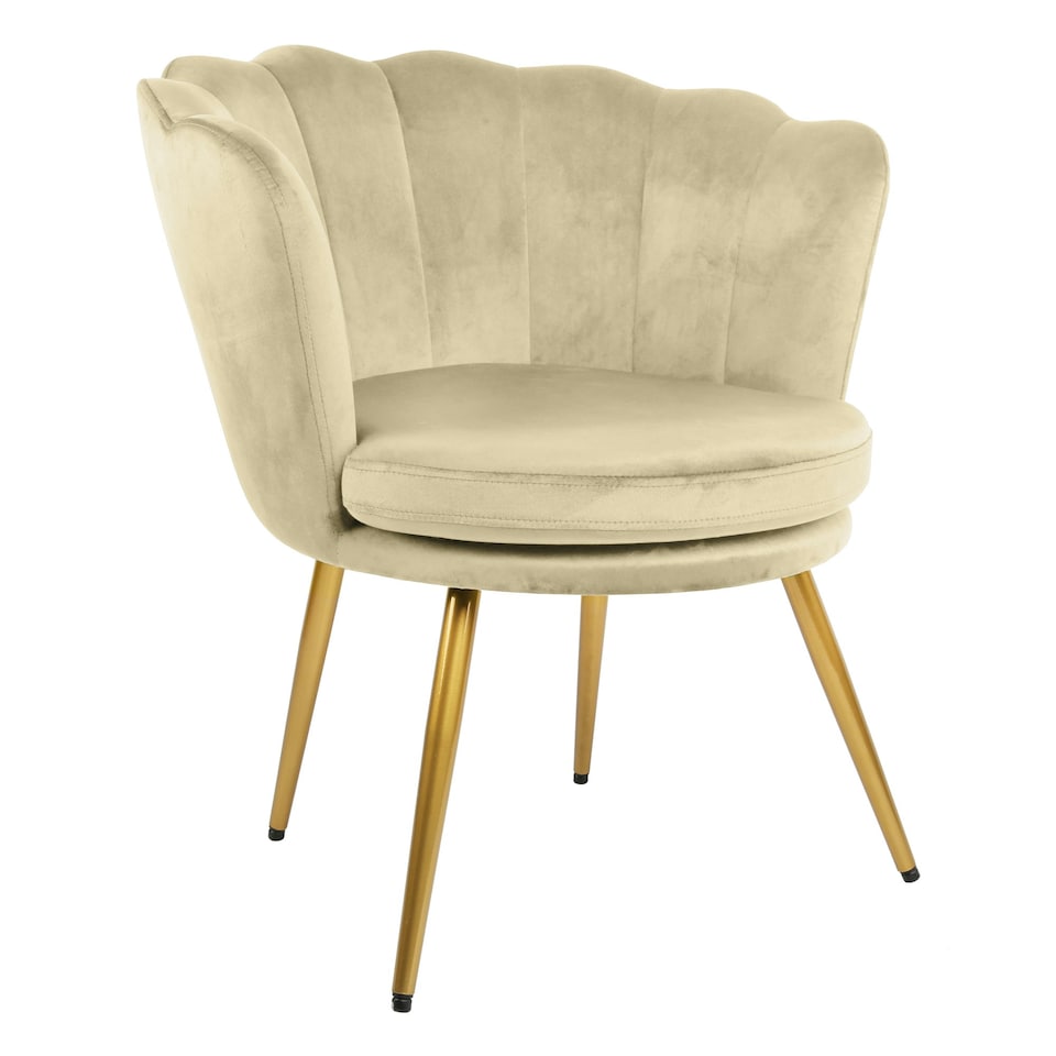 image 1 of FLORA Petal Chair Velvet Upholstered Fabric - Champagne Yellow | Champagne