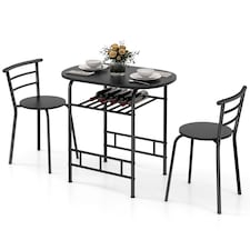 COSTWAY 3-Piece Dining Table Set Kitchen Breakfast Nooks Table and Chairs
