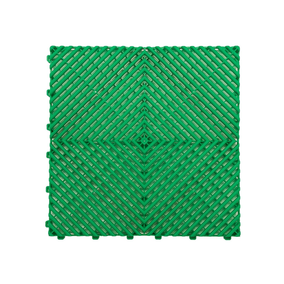 image 1 of Modular Interlocking Ribbed Vented Garage Floor Tiles - Green | Green | Green