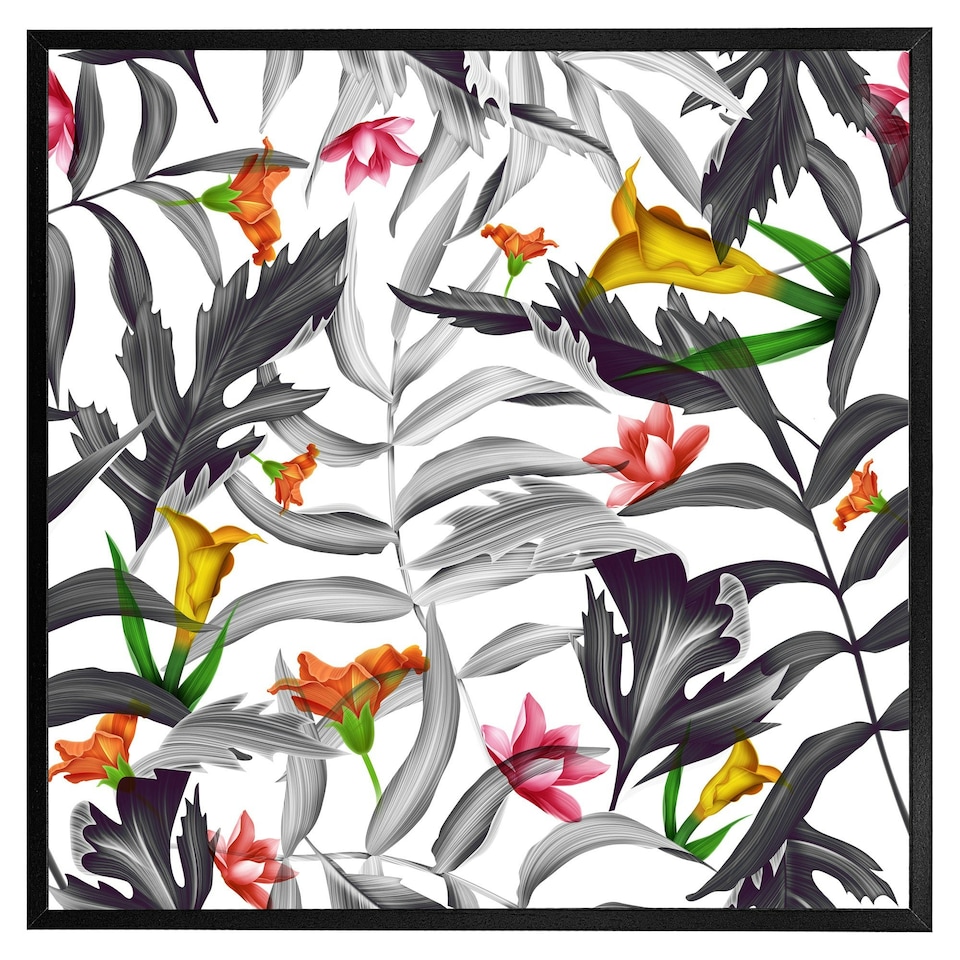 image 1 of Monochrome leaves (Picutre Frame) White | XS