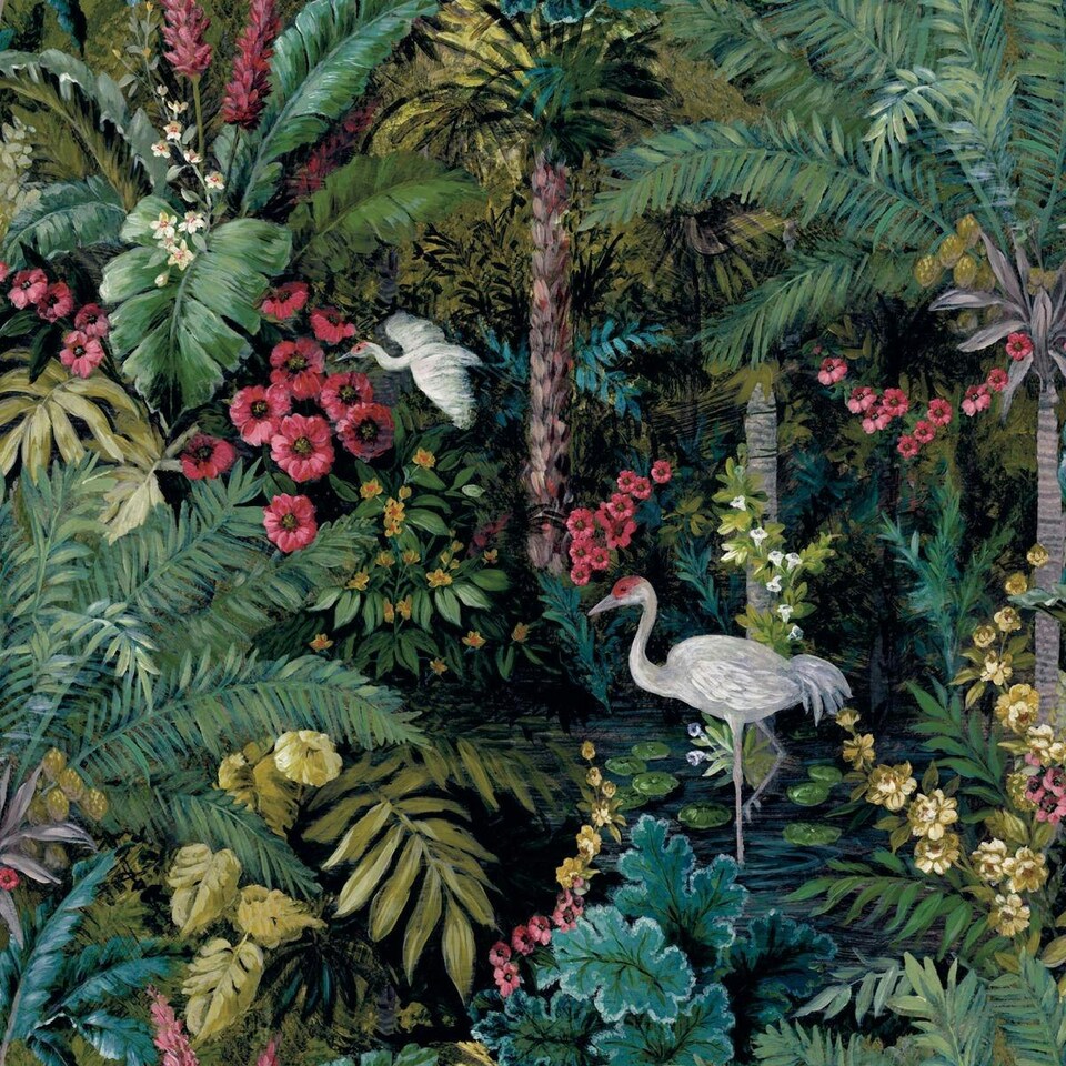 image 1 of Holden Décor Outside In Jungle Paradise Wallpaper - Black - One Size Black