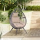 image 1 of Outsunny Garden Egg Chair, Teardrop Outdoor PE Rattan Chair with Full-body Soft Padded Cushion, Grey