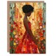 image 1 of Women In Red Dress Flowers Floral Him Her Birthday Card