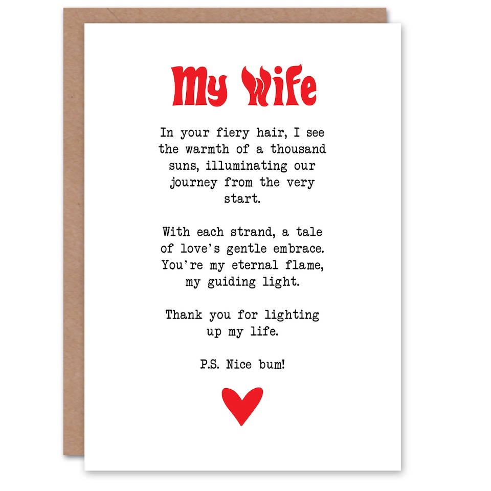 image 1 of Greeting Card Love Poem Ginger Wife Romantic Funny Anniversary