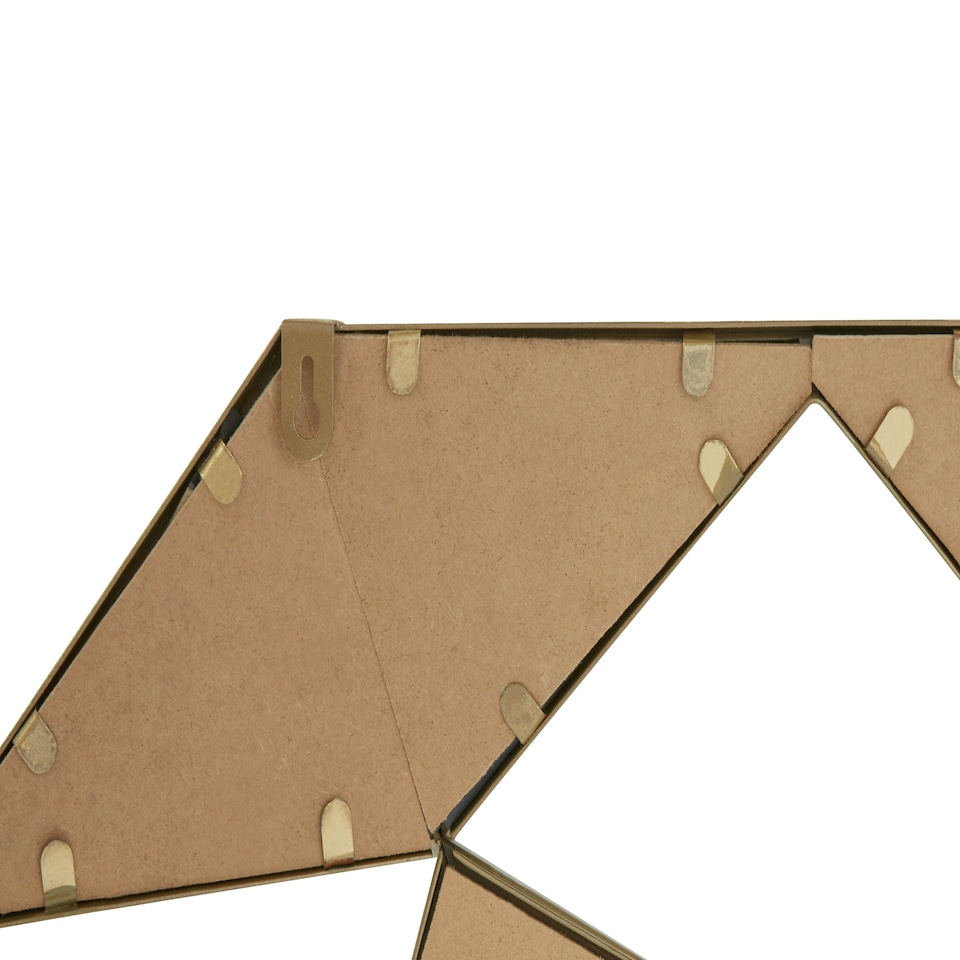 image 1 of Interiors By Premier Gold Octagonal Wall Mirror, Decorative Polygonal Design Statement Mirror, Modern Lattice Metal Frame Mirror Gold