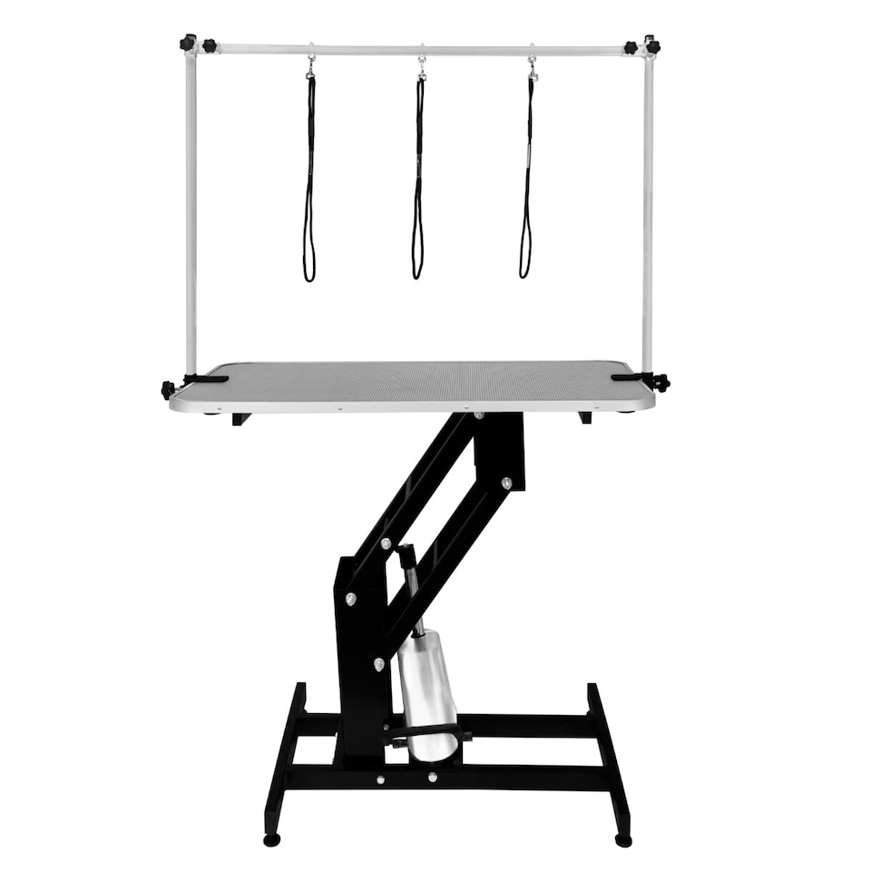 image 1 of Black Hydraulic Grooming Table - Grey Table Top