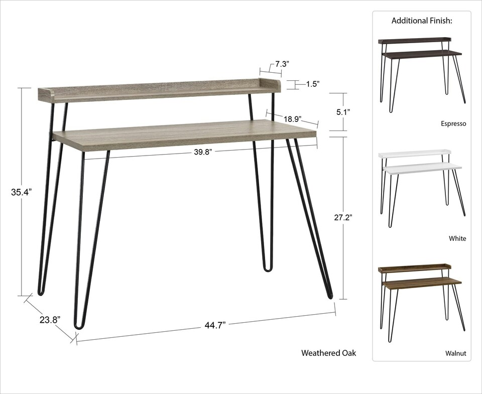 image 1 of Haven Retro Desk with Riser in Espresso Colour