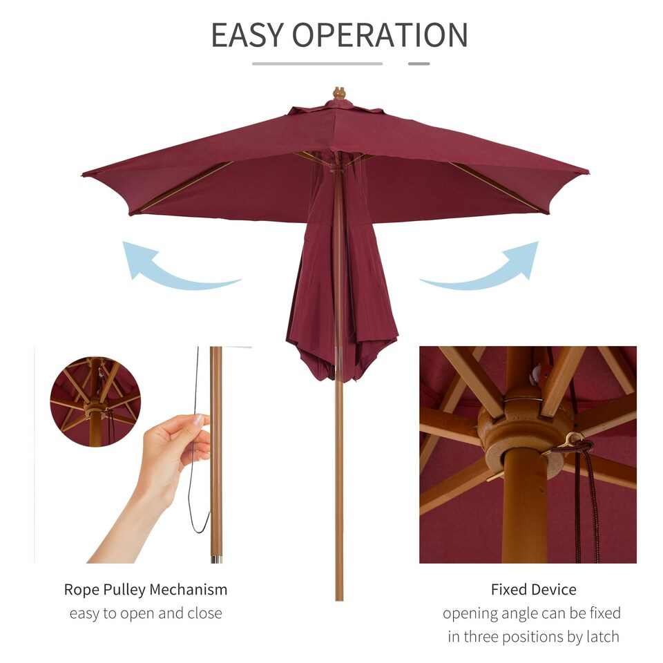 image 1 of Outsunny 2.5m Garden Parasol Sun Shade Patio Outdoor Umbrella Canopy