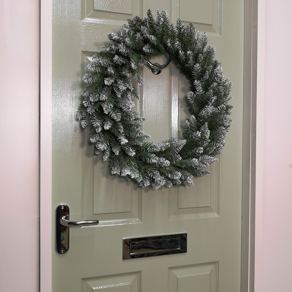 image 1 of 60cm Snow Tip Christmas Wreath with 160 Bullet Tips