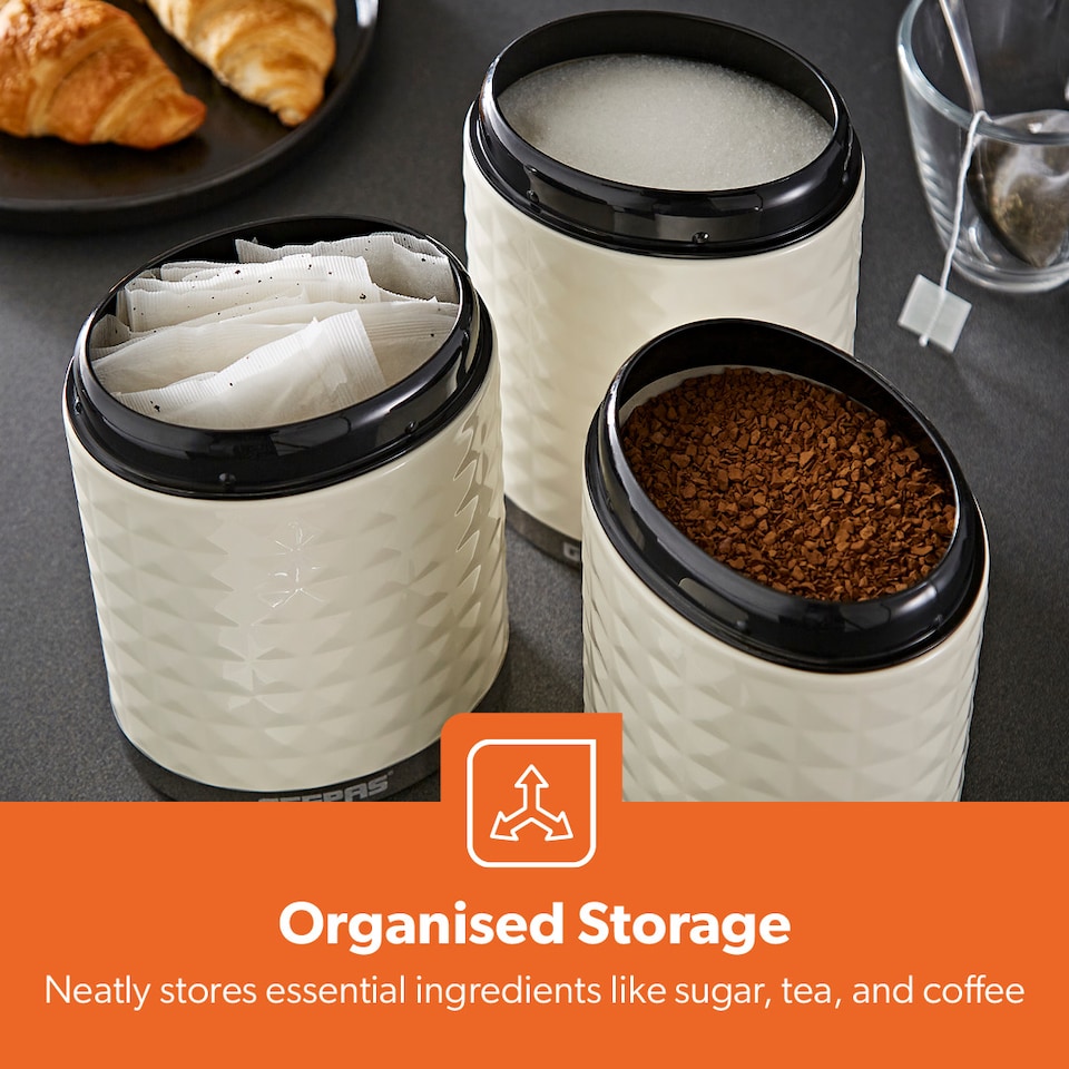 image 1 of GEEPAS 3-Piece Tea Coffee Sugar Canisters Set