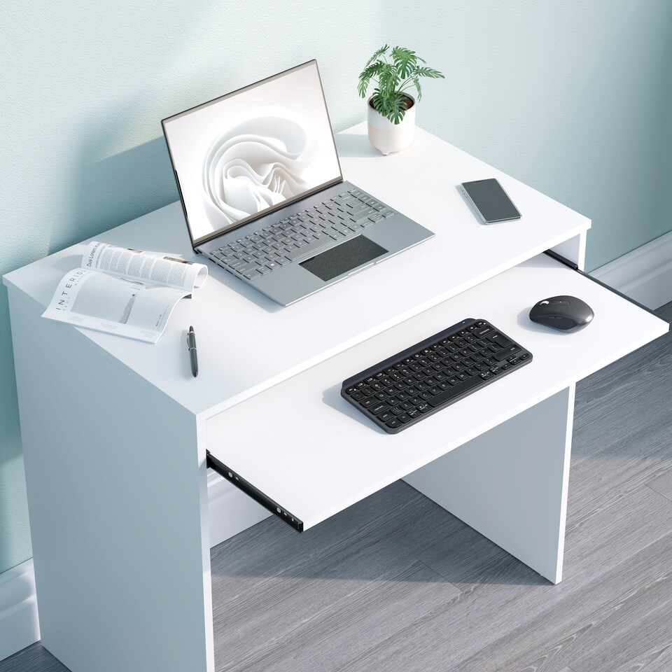image 1 of Vida Designs Huby Computer Desk Compact Home Office Workstation, White