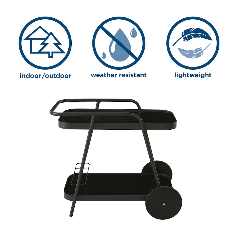 image 1 of Novogratz Barbie Outdoor Bar Cart with Wheels Charcoal