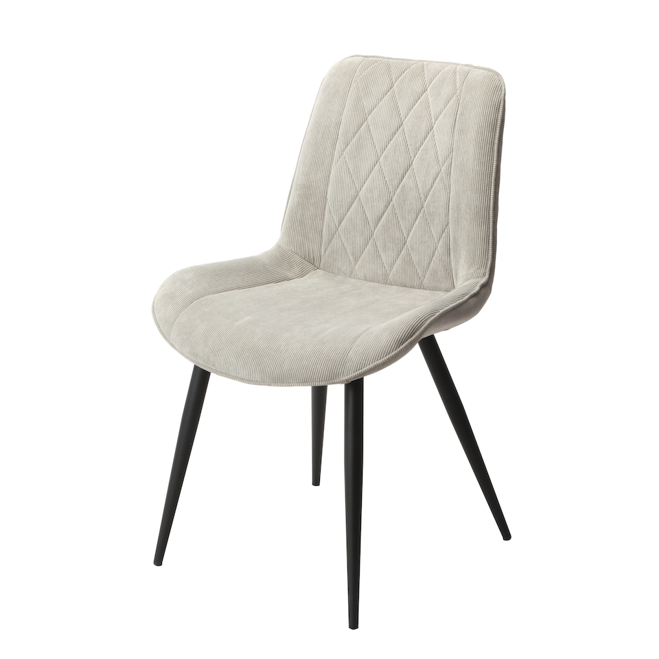 image 1 of Aspen White 80cm Square Dining Table with 2 Upholstered Cord Fabric Diamond Stitch Chairs - Compact Modern Dining Set | Grey | White | One Size | 1