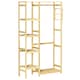 image 6 of HOMCOM Bamboo Coat Rack w/ Hooks Hanging Rail and Storage Shelf for Entryway
