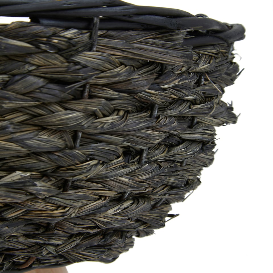 image 1 of Interiors By Premier Set of 2 Black Planters, Black Pots With Braided Design, Big Flower Pots for Plants, Herbs or Room Display Black