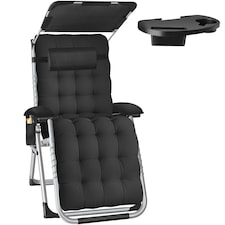 Sun Lounger Cirrus with Plush Padding, Built-in Sun Shade and Folding Function | Black | black | One Size | 1