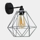 image 3 of ValueLights Cambourne Matte Black Wall Light with Grey Tapered Shade and E27 Pear LED 4W Warm White 2700K Bulb