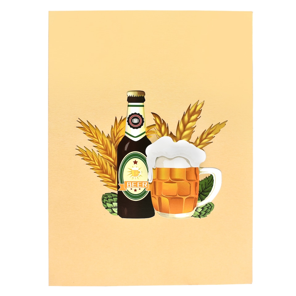 image 1 of Beer Themed Father's Day or Birthday 3D Pop Up Greeting Card