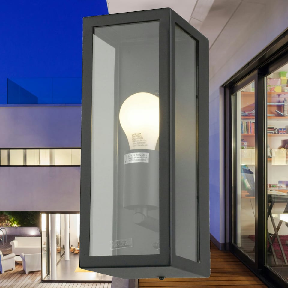 image 1 of Set of 2 Montrose - Black Outdoor Wall Lights | Black | Clear | 2