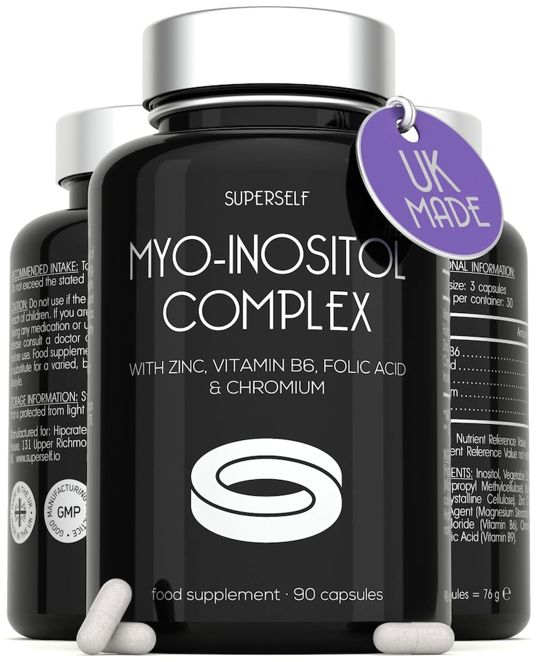 image 1 of SuperSelf Myo-Inositol Complex 2000mg with Zinc, Folic Acid, Vitamin B6 & Chromium 90 Vegan Capsules