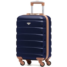 55x35x20cm Carry On Cabin Hard Shell Suitcase - 100+ Airlines Approved Including EasyJet (Paid), British Airways, Ryanair (Priority), TUI Blue | Navy/Tan | Cabin Bag