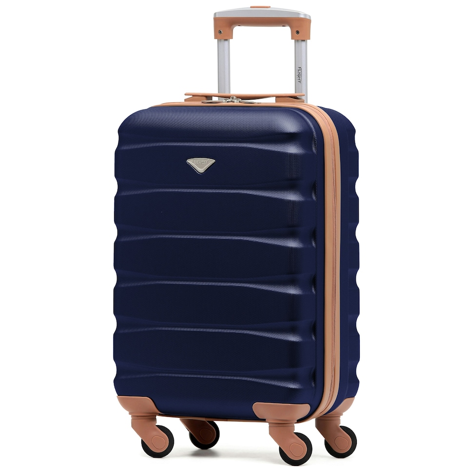 image 1 of 55x35x20cm Carry On Cabin Hard Shell Suitcase - 100+ Airlines Approved Including EasyJet (Paid), British Airways, Ryanair (Priority), TUI Blue | Navy/Tan | Cabin Bag