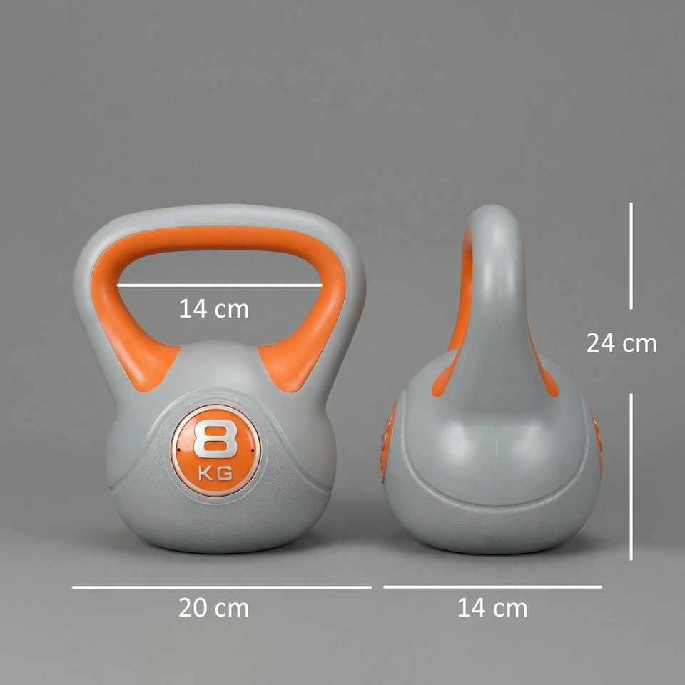 image 1 of SPORTNOW 8kg Kettle Bell with Handle for Home Gym, Orange and Grey | Orange | Orange