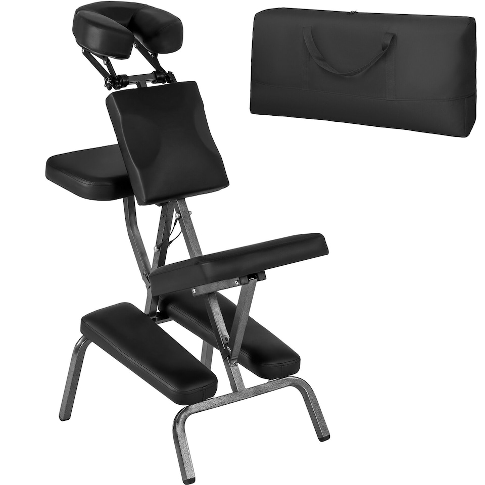 image 1 of Massage Chair - foldable, cushions for head, chest, arms and seat, with carry bag | Black | black | 1