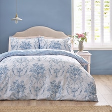 Catherine Lansfield Antoinette Damask Reversible Duvet Cover Set | Blue | Double