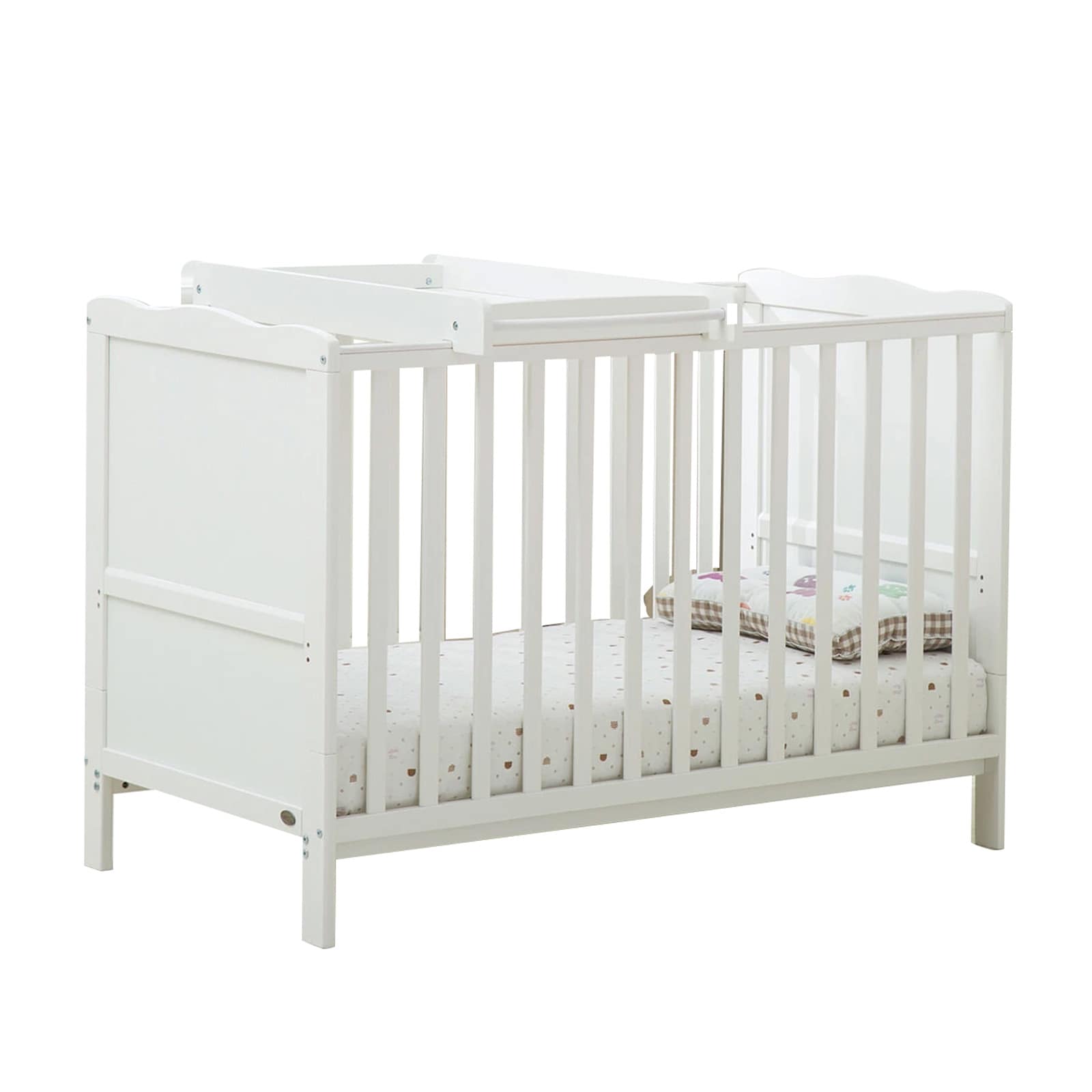 MCC Direct Orlando Wooden Baby Cot Bed White With Top Changer | White | White | One Size | 1